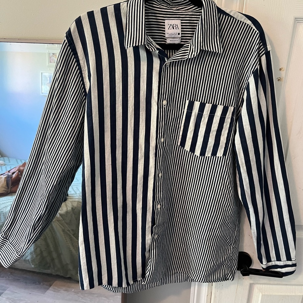 ZARA contrast pattern, long sleeve button up